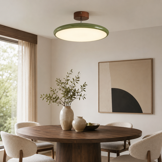 French Retro Saucer Semi-Flush LED Ceiling Light
