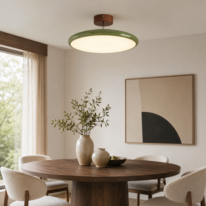 French Retro Saucer Semi-Flush LED Ceiling Light