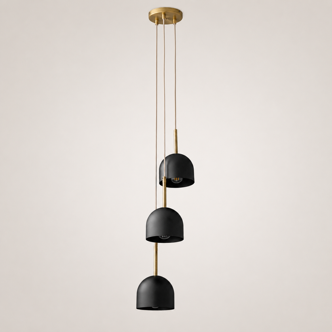 Black and Brass 3-Light Adjustable Cascade Pendant Chandelier