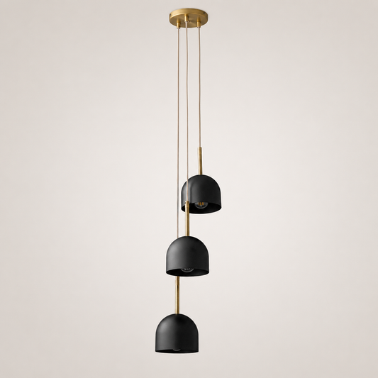 Black and Brass 3-Light Adjustable Cascade Pendant Chandelier