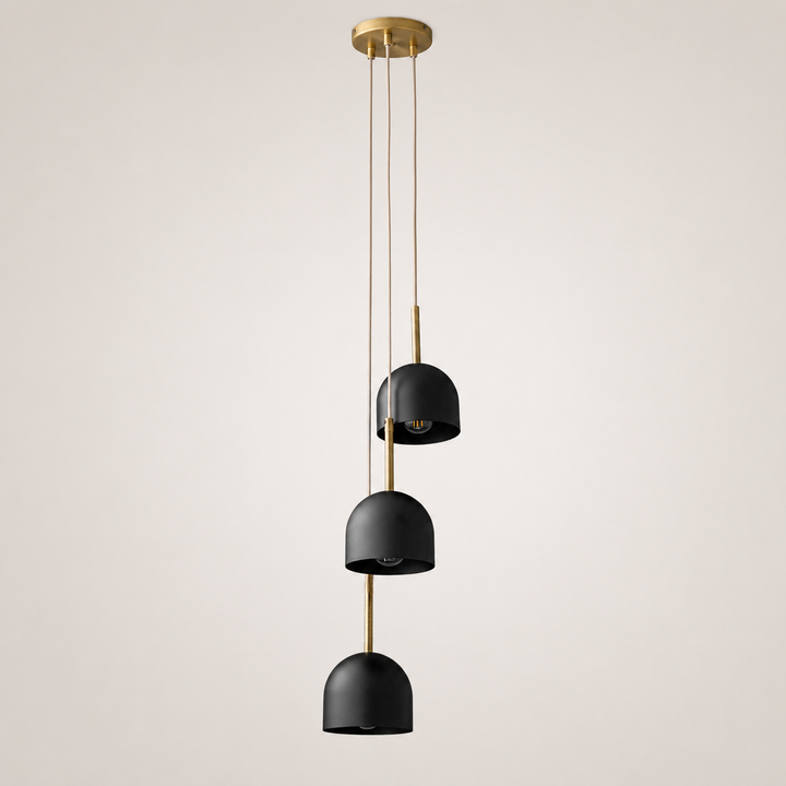 Black and Brass 3-Light Adjustable Cascade Pendant Chandelier