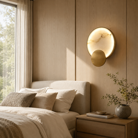 Jupiter Natural Alabaster LED Wall Sconce with Brass Finish