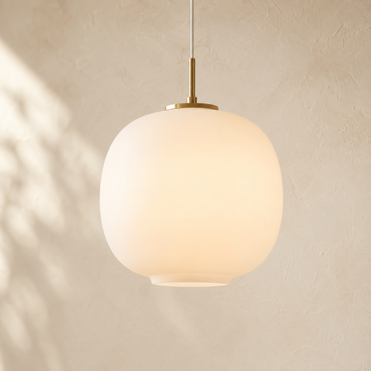 Modern Opal Glass Pendant Lamp with Gold Ceiling Mount
