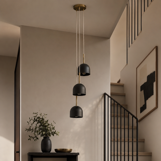 Black and Brass 3-Light Adjustable Cascade Pendant Chandelier