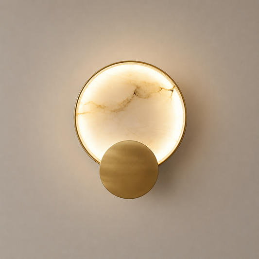 Jupiter Natural Alabaster LED Wall Sconce with Brass Finish