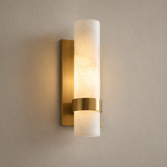 Luxury Alabaster Wall Sconce with Brass Frame