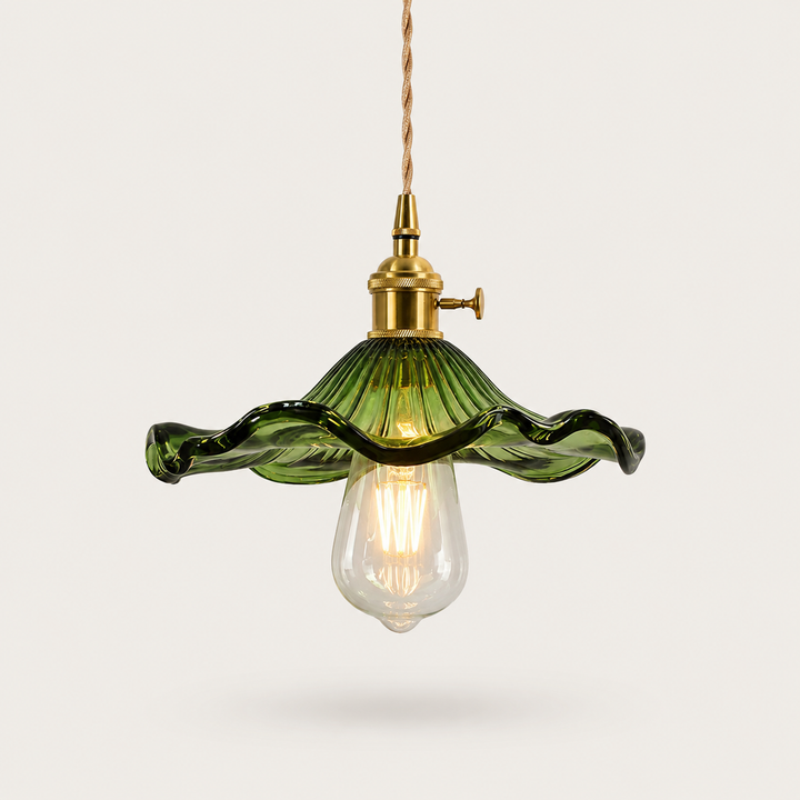 Floral Glass Pendant Light with Brass Fitting