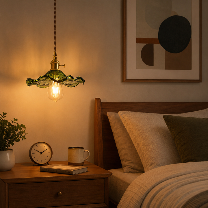 Floral Glass Pendant Light with Brass Fitting