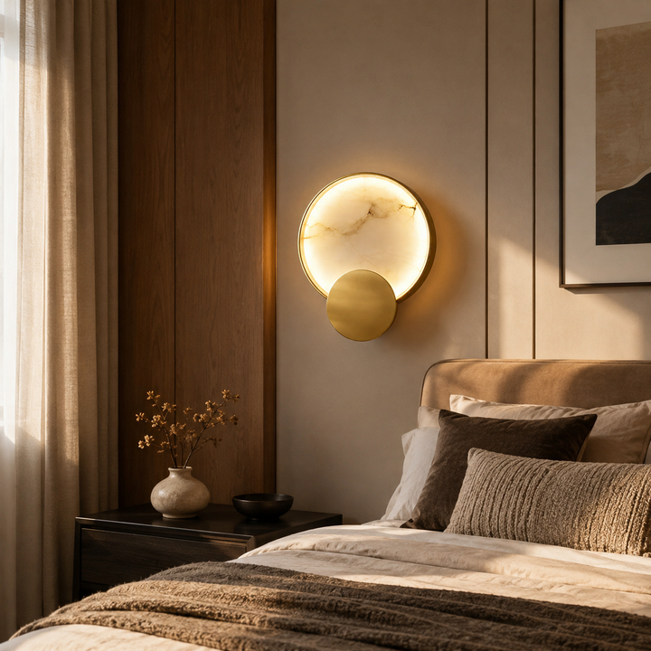 Jupiter Natural Alabaster LED Wall Sconce with Brass Finish
