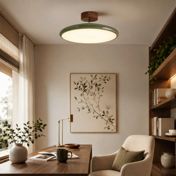 French Retro Saucer Semi-Flush LED Ceiling Light