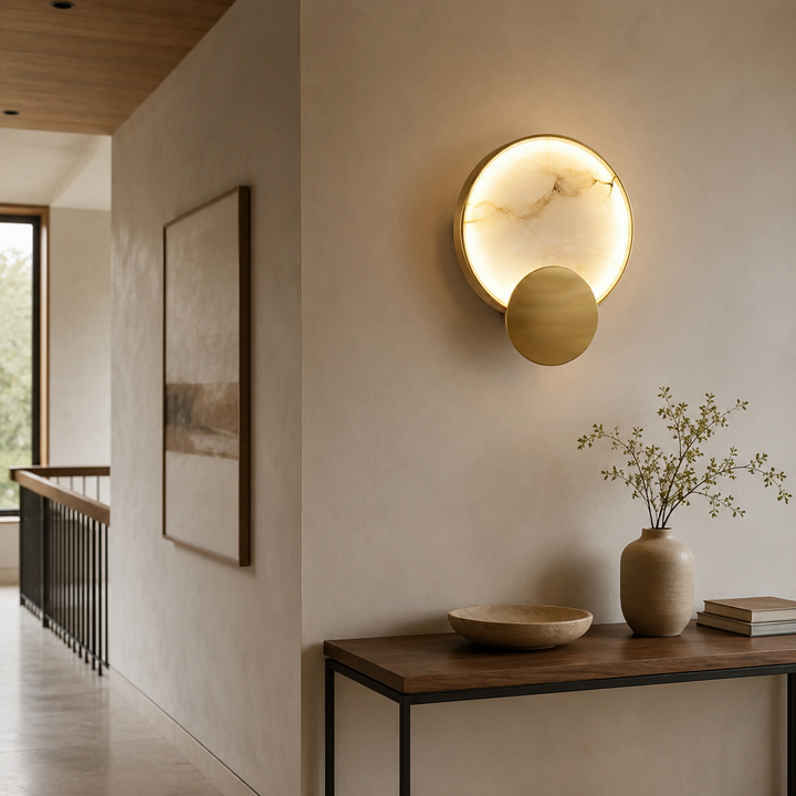 Jupiter Natural Alabaster LED Wall Sconce with Brass Finish